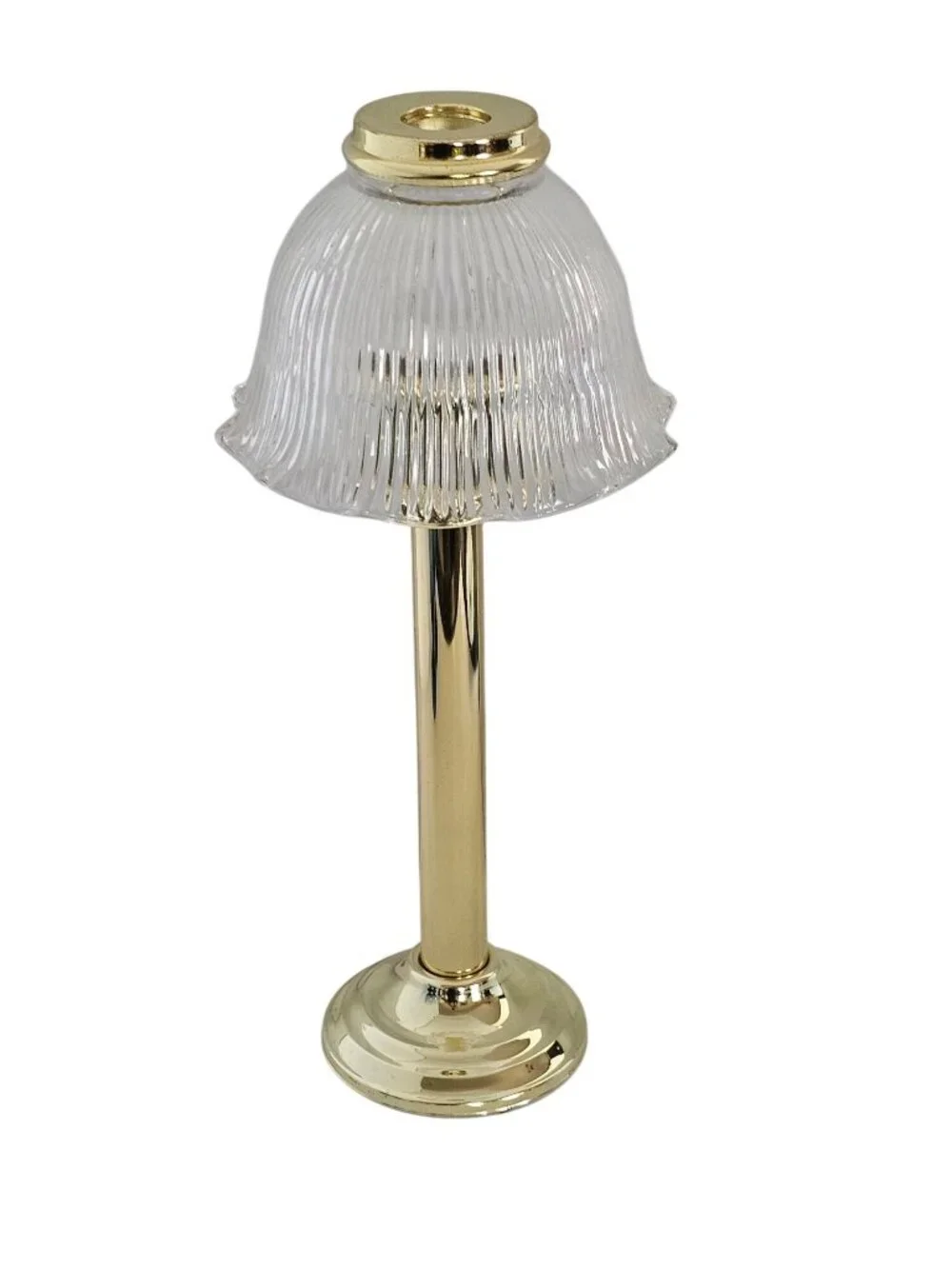 PartyLite Library Candle Lamp candleholder vintage brass retired ruffled 14.5" - Picture 8 of 10